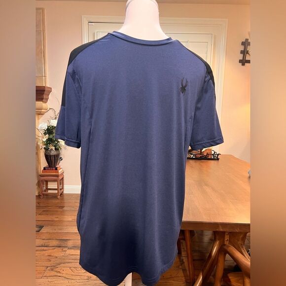 Spyder Active Pro WB Short Sleeve Blue Black Shirt Men’s Sz M Athleisure Top - Picture 3 of 9